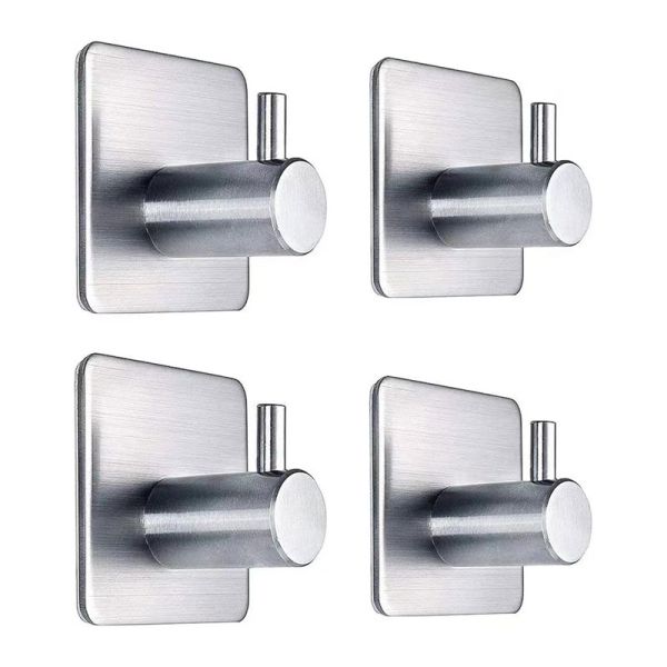 Durable and Waterproof Stainless Steel Adhesive Hooks for Bathroom and Kitchen