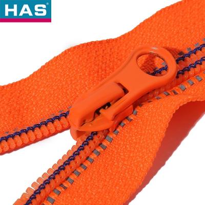 Reflective Orange Strips Nylon Zipper with Tail Opening and GCC Tape Color Eco-Friendly Design