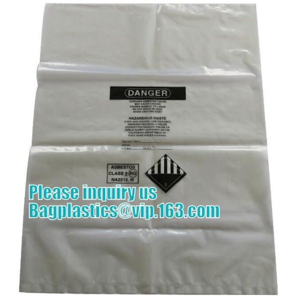 PE asbestos waste bags, Disposal Plastic Bag for Construction Waste, rubbish bag for asbestos fibers, bagplastics, bagea