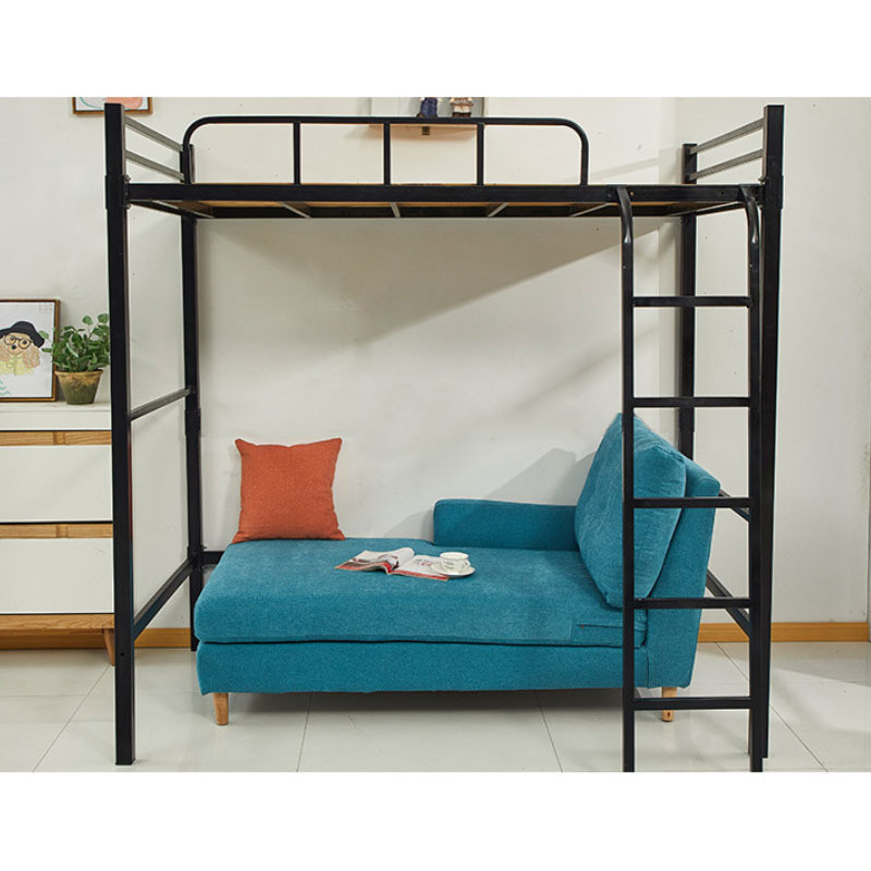 Queen Size Metal Loft Bunk Bed with Wooden Cabinet Modern Design and Hotel Style