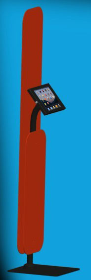 Clôture lisse noire faite sur commande de kiosque de support d'iPad avec le conseil de publicité