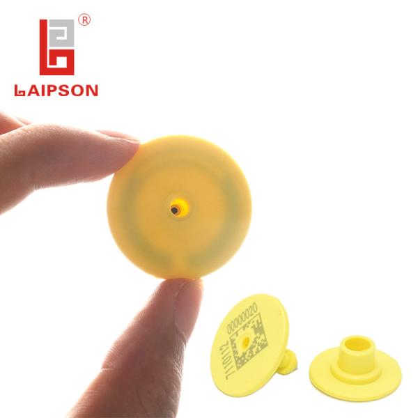 O círculo Rfid de LAIPSON que grava etiquetas do gado da frequência ultraelevada amarela a etiqueta fêmea interurbana 32*24mm de TPU