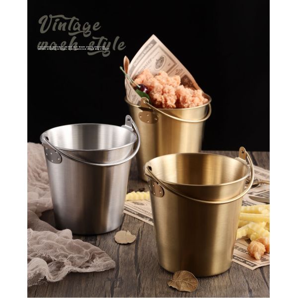 Stocked 304 Stainless Steel Snack Bucket Multi-purpose Portable Ice Bucket with Handle