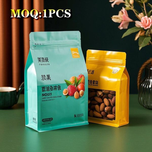 Custom Printed Matte Stand-Up Pouches Partial Window Visibility Resealable Zipper FDA Compliant For Food