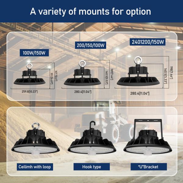 Lâmpada LED Industrial de Armazém 150W 200W 3CCT 150lm/Watt IP65 UL DLC Dimmable OEM ODM
