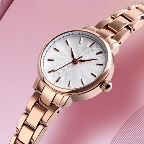 Zinc Alloy Genuine Diamond Quartz Watch 8mm Strap Glass Mirror