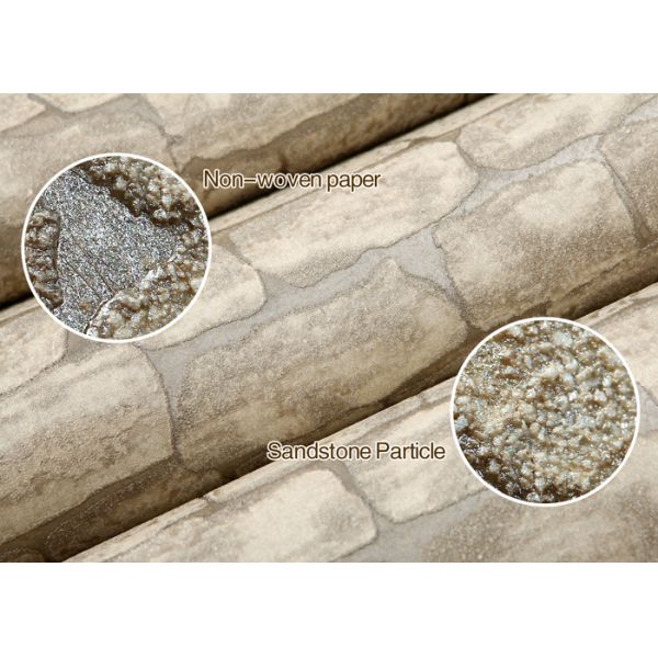 0.53*10m Mould Proof 3D Brick Effect Wall Coverings For TV Background , Stone Pattern