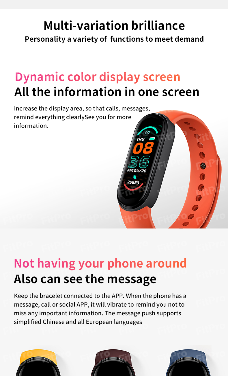 Wholesale Smartwatch Fitness Tracker Watch For Xiaomi Smartband Mi Band 6 5 Fitness Bracelet