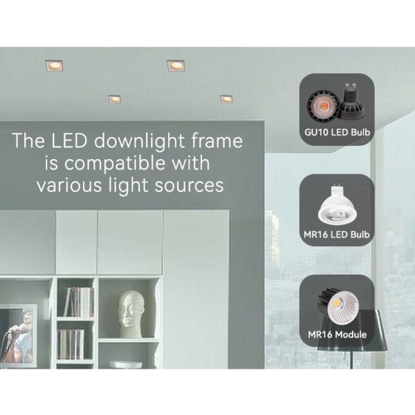Modern Down Light Housing Square Anti Glare LED Recessed Light Housing