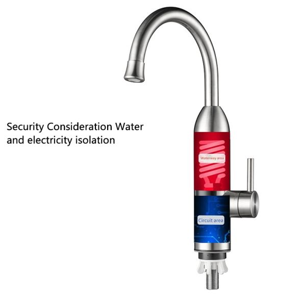 3300W 304 Stainless Steel Hot Cold Kitchen Tap 3s Fast Heating