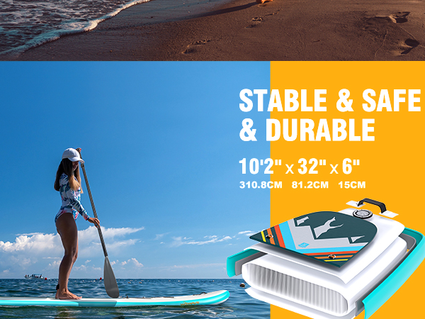 10'2'' ISUP Inflatable Paddleboard for Lakes Rivers Unisex Occasion Applicable People