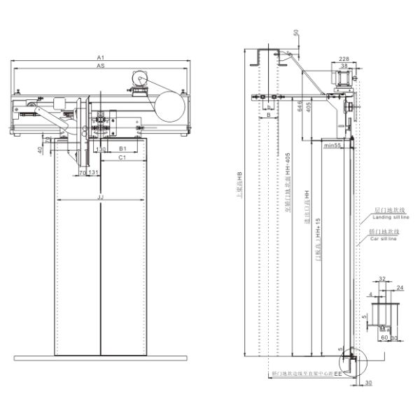 Отверстие панелей механизма управления дверями 2 лифта автомобиля Vvvf разбивочное для частей двери лифта