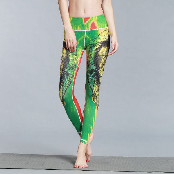 CPG Global Women's Fitness Legging Sport Running Stretched Cropped Pants Yoga Watercolor Lion Print High Quality HK49