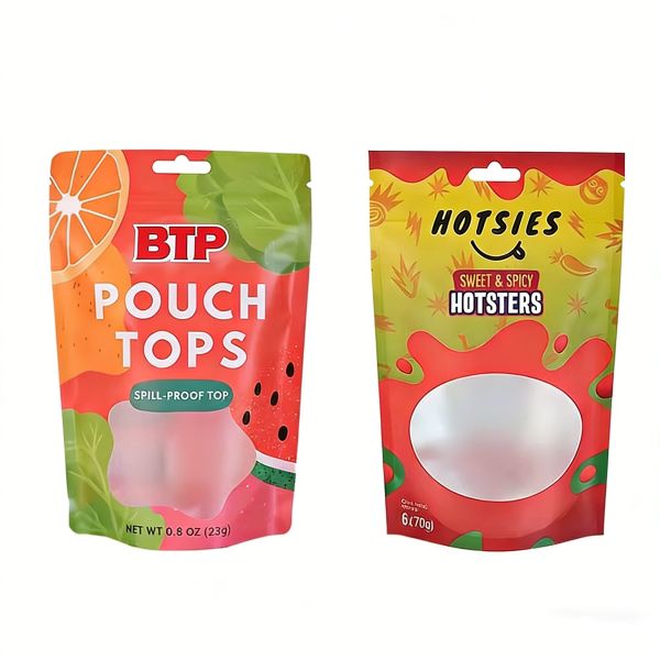 Custom Disposable Food-Grade Snack Bags Hang Hole Clear Window Moistureproof Stand-Up Zipper for Freshness Lock Hot Stamping