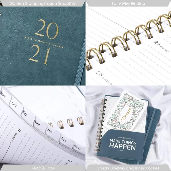 Leather Budget Organizer Planner Book 120GSM Pu Cover Custom Daily Binder