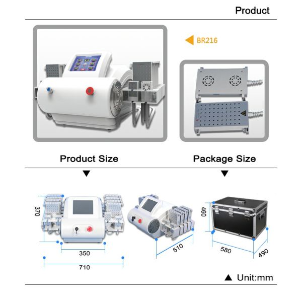 Терапия лазера Липо лазера 4 диодов длины волны подвергает механической обработке 12 пусковых площадок уменьшая машину красоты