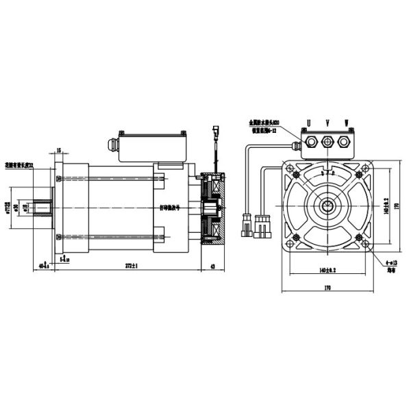 Low temperature rise 3kW AC motor for Electric Mini Car
