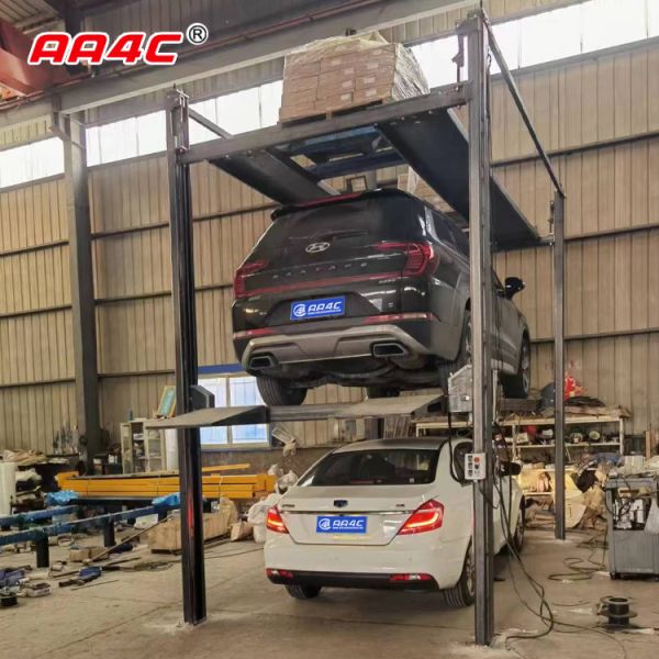 AA4C Integrated 4 Post Triple Car Parking Lift Auto Parking System 3 Cars Parking