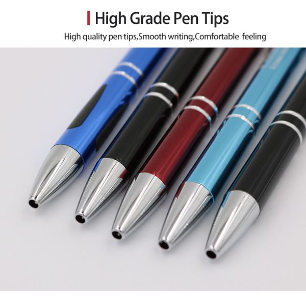 Portable Smooth Writing Ball Pen 1.0mm Strong Metal Clip Ball Pen Customized Logo