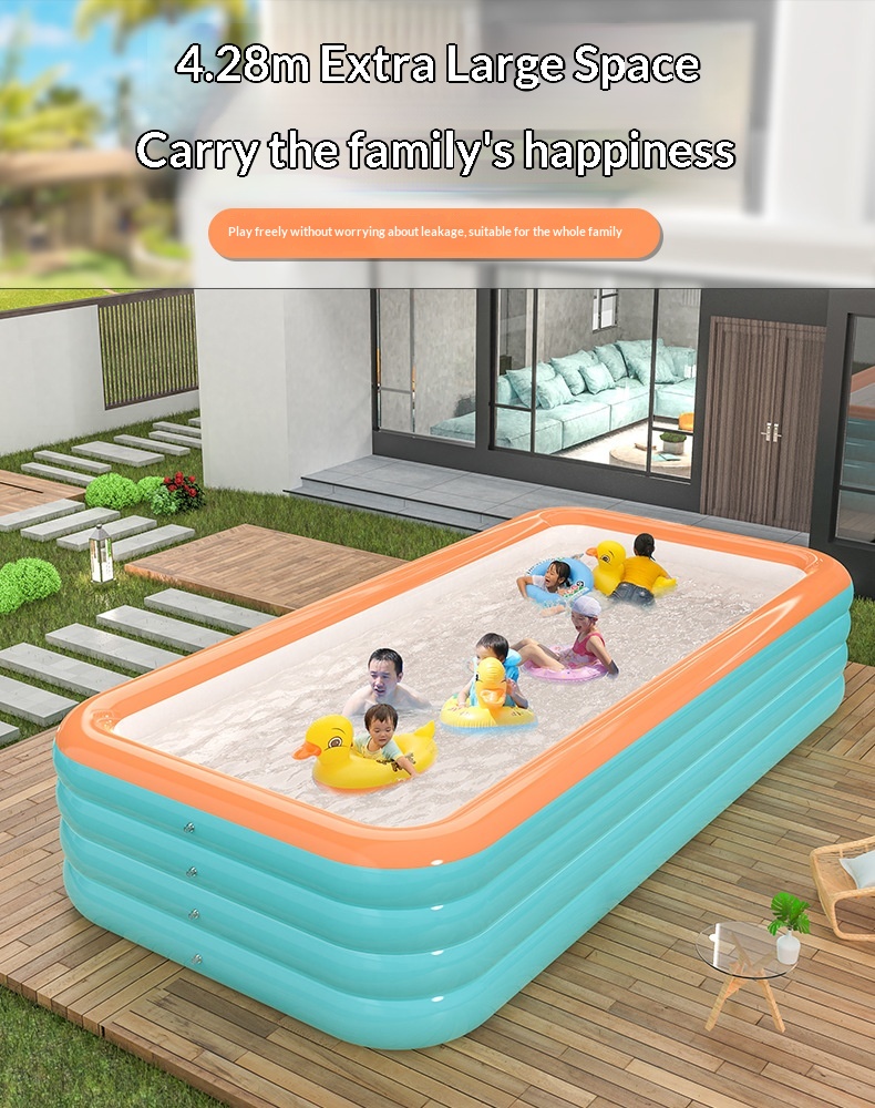 Cross-border PVC Inflatable Rectangular Swimming Pool Portable Large-sized for Infants Adults Home Use Bathing Pool