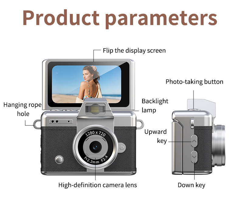 DLC Neck-Wearable Mini Camera | 48MP 1080P HD Flip Rotatable Lens Built-in Flash Filters Selfie Mode Video Recording Face