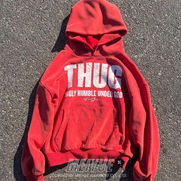 Hombres Camiseta con capucha de gran tamaño de pantalla negra 380 gramos a 500 Gsm