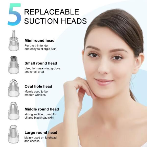Vacuum Facial Blackhead Removal Suction Device Rechargeable Deep Pore Cleanser Machine