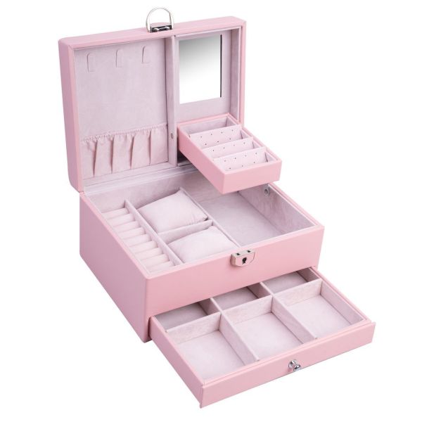 Conjunto de joyas cuadradas caja de regalo mini caja para mujeres chicas moda sólida de lujo portátil PU de cuero de PVC cartón