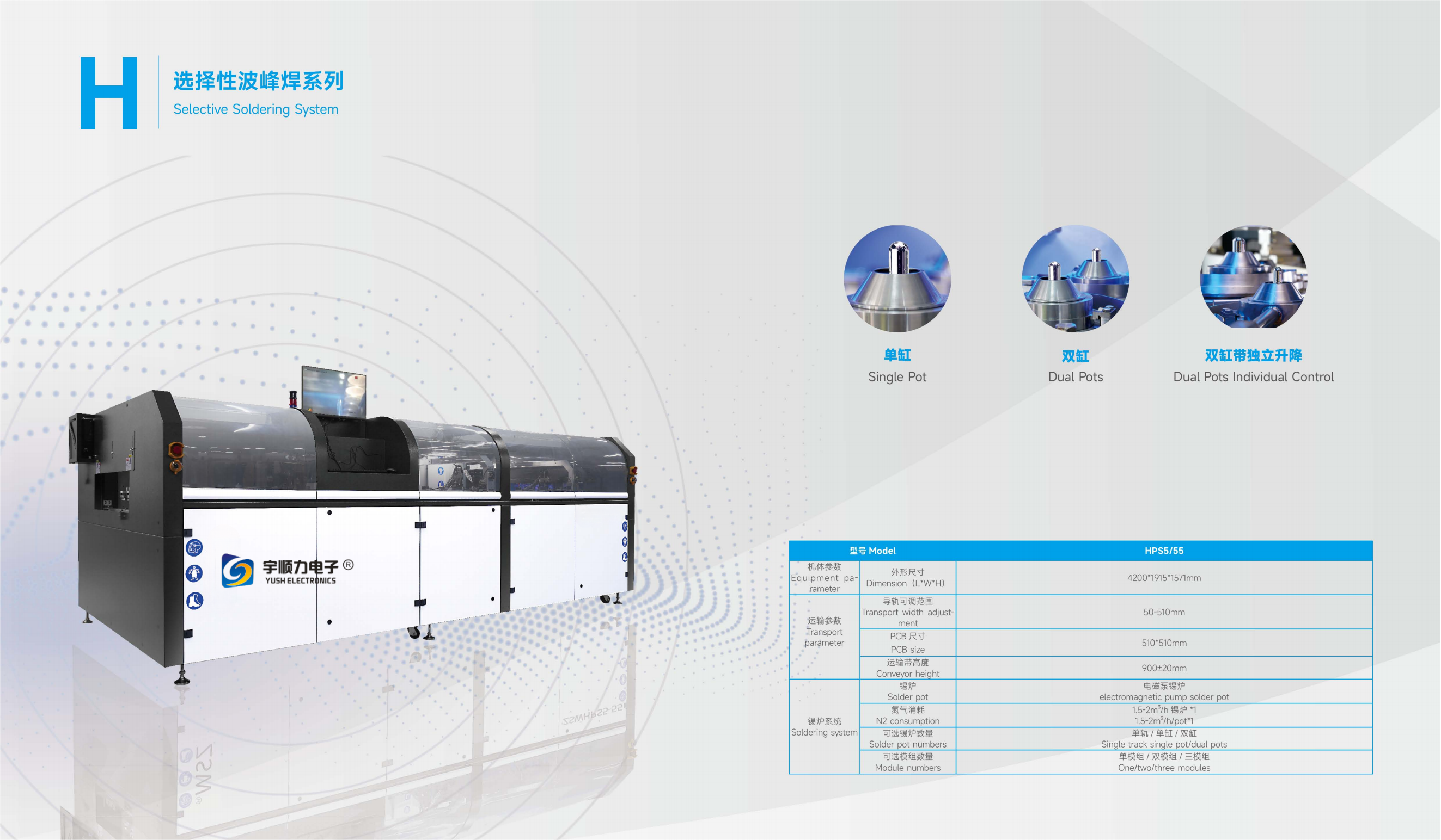 SMT H Selective Wave Soldering Machine with Single Pot Dual Pots Individual Control