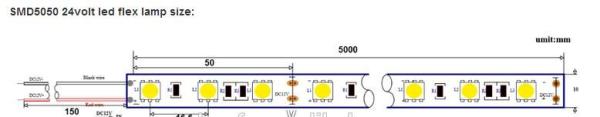 0.2mm thickness indoor 12v LED strips SMD5050 300LED 24volt led flexible lamp 6-7 lm/Chip 2700-6500K