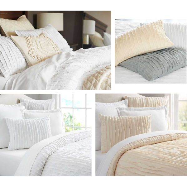 Camille Ruched Solid Modern Bedding Sets Soft 4 Pcs With Different Size