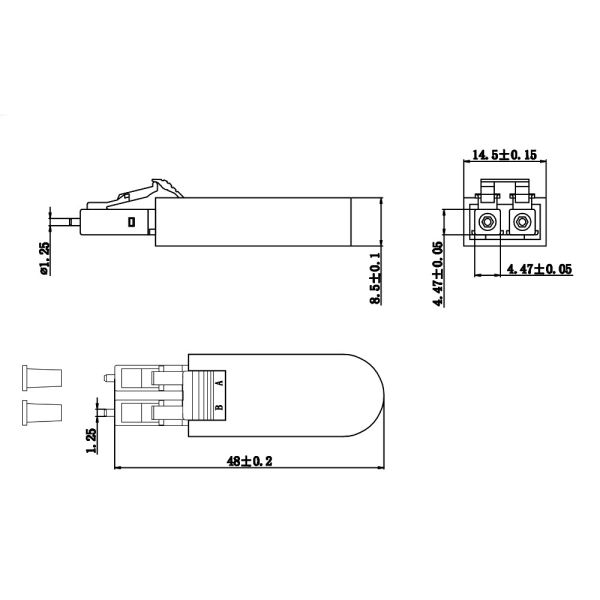 62.5/125 Multimode Duplex Fiber Optic Loopback with LC Connectors and Low Insertion Loss