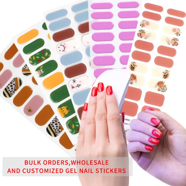 New Arrival Top Quality No Minimum Rainbow Cured Gel Nail Wraps French Manicure Supplier Nail Strips From China