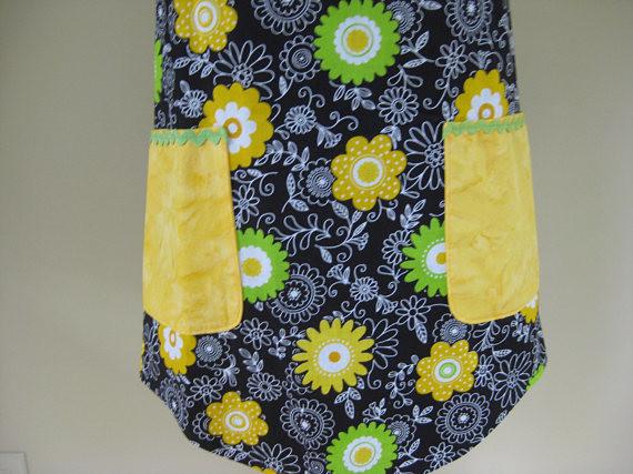 Ladies Apron, Adult Apron, Blue Kitchen Apron, Full Cooking Apron, Kitchen Apron, Floral Apron, Gift For Her, Full Apron