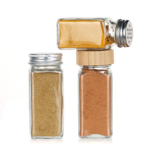Custom Design 120ml 180ml 6oz Empty Seasoning Packaging Bottle 4oz square Glass Spice Jar With Label Maker