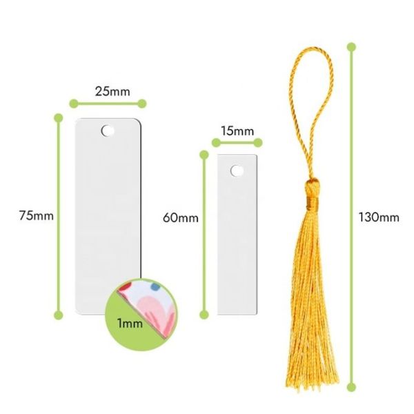 Blank Sublimation Aluminium Bookmark With Colorful Tassels Custom Bookmark Printing