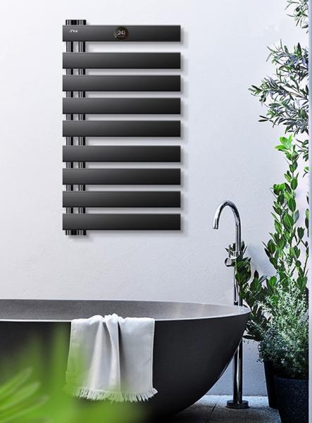 Towel Radiator Black Bath Towel Rack 20W Aluminum Alloy IP54 With Hot Water