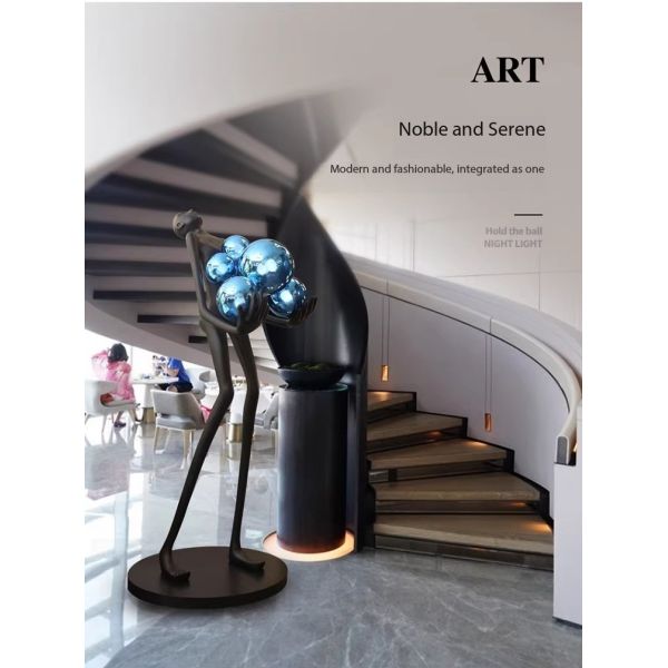 Sculptural Black Resin Floor Lamps With LED Sphere Clusters For Luxury Interiors