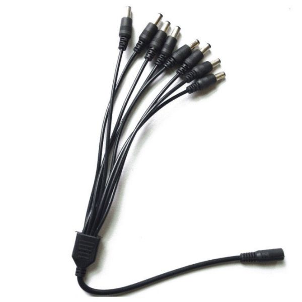12v dc 8 Channel Power Cable Splitter 1 Female to 8 Male Black CCTV Security System Camera