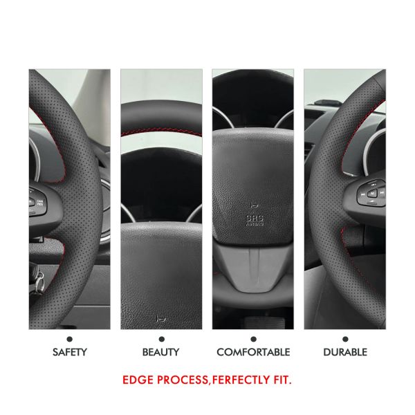 Black Hand Sewing PU Leather Steering Wheel Cover for Mazda BT-50 BT50 2012 2013 2014 2015 2016 2017 2020