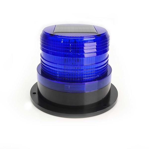 Solar DC 10-110V LED Rotary Flashing Strobe Blue Warning Light Flashing Beacon Light