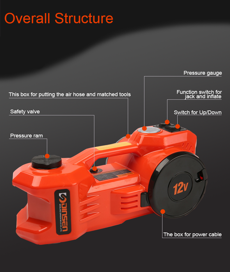 Рука привелась в действие автоматический гидравлический Джек для автомобиля 150W с батарейным зажимом