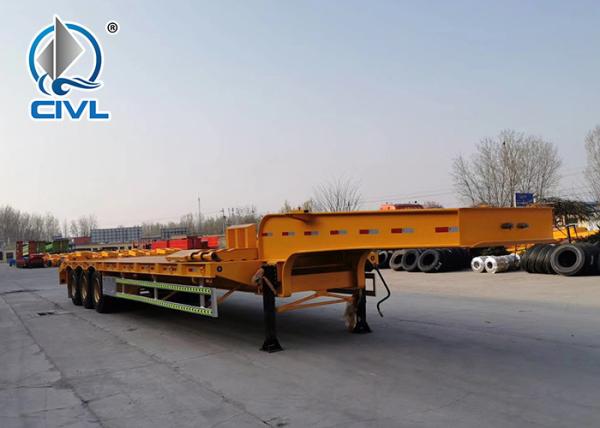 Red HOWO 2 Axles Semi Trailer Trucks Flat Low Bed Trailer 30 Ton