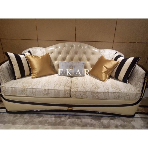 Upholstery 7 Seater Italian Fabric Leather Sofa Set