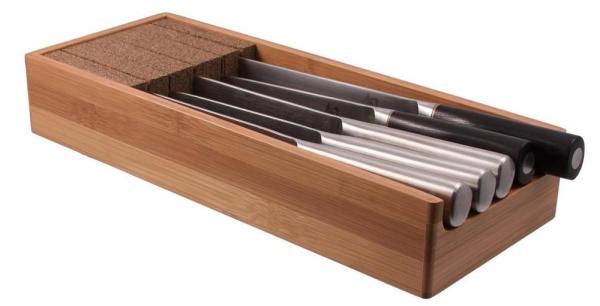 Eco Friendly Bamboo Knife Block , Bamboo Knife Holder Drawer Easy Cleaning