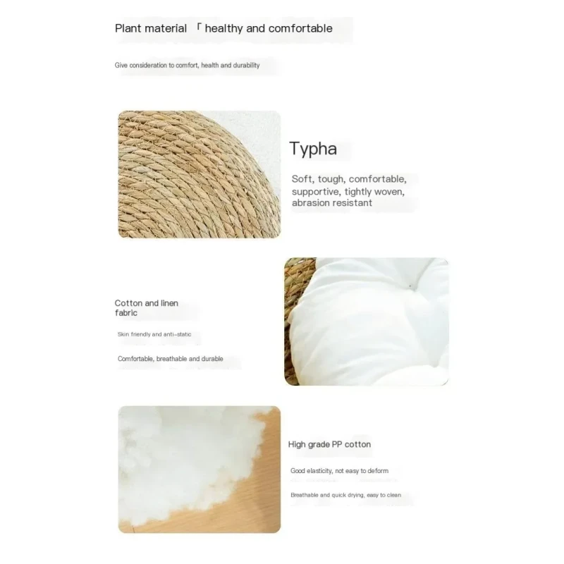 Pure Hand-Woven Rattan Cat Nest Universal Warm Pad for Small Animals Four Seasons Removable Washable Winter Pet Supplies Solid