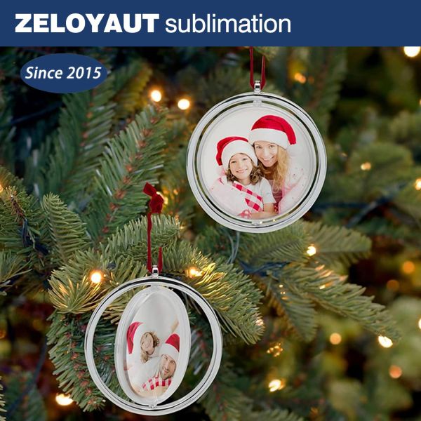 ZELOYAUT Wholesale Sublimation Blanks Hot Sales Sublimation Plastics Rotatable Ornaments Balls Custom Christmas Pendant Gifts