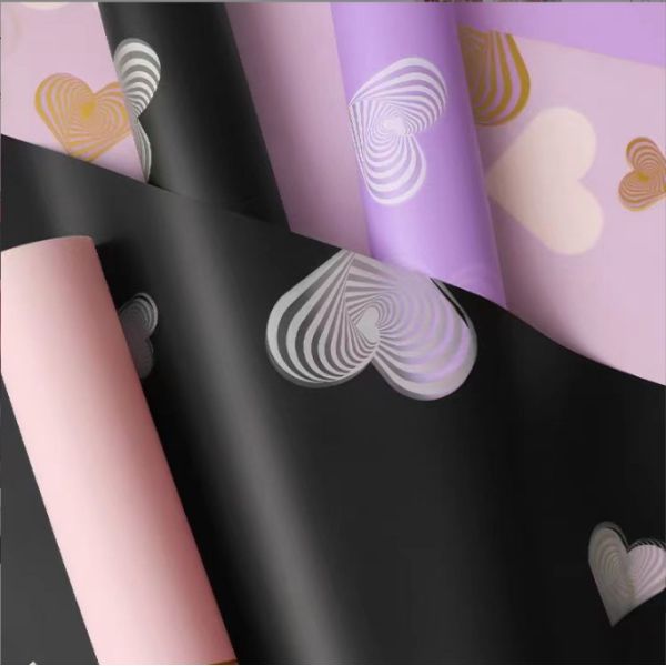 Serie de papel Nosa para envolver floristería Croti Love Flower DIY Embalaje de regalo Bolsa de ramo de flores con película impermeable en forma de corazón