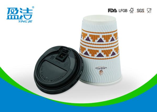 OEM / ODM 12 OZ Disposable Coffee Cups With Black Or White PS Lid Available