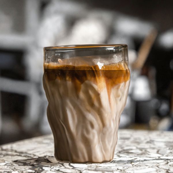 Creative 300ml Clear High Borosilicate Glass Coffee Cup With Gold Rim For Drinking Water Milk Juice Coffee Multi-Use Mug